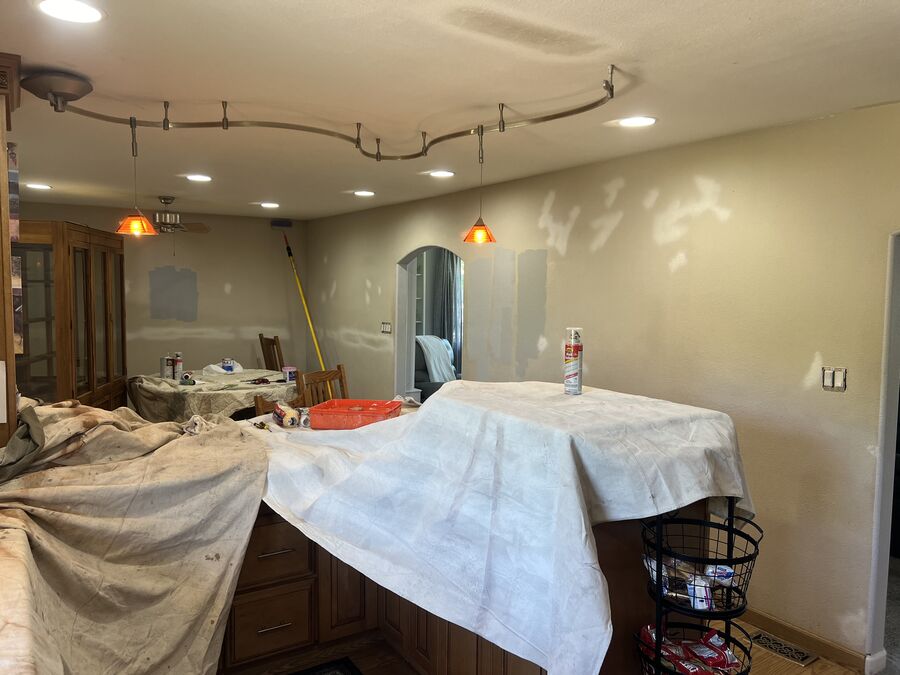 Interior kitchen during painting